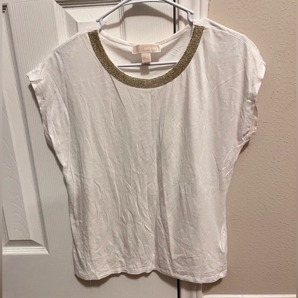 Michael Kors White Top with Gold Accents - Picture 1 of 7